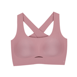 Laser Perforated Hollow Out Medium Strength Sports Bra Rose L