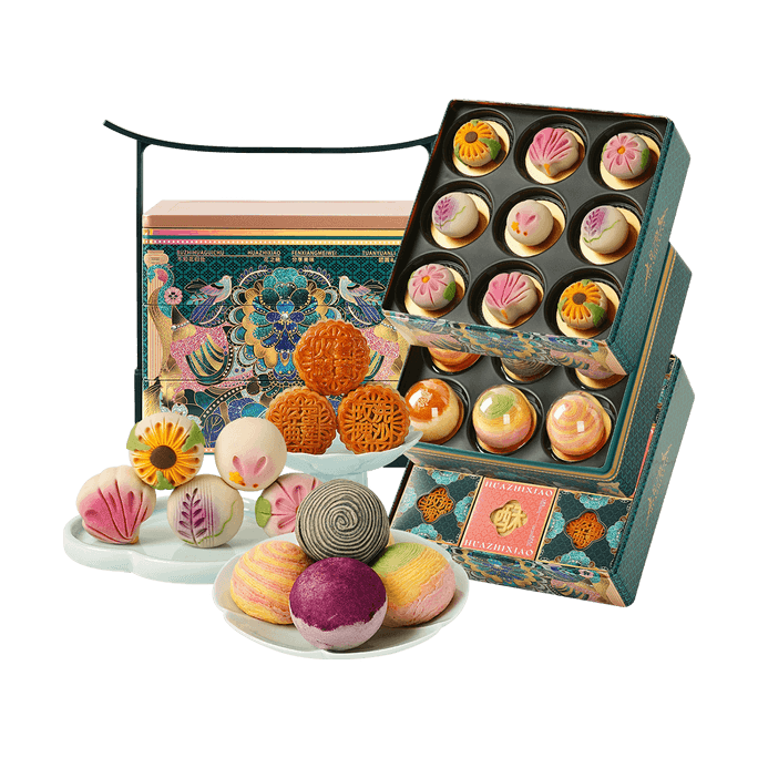 [Pre-sale]Blossoming Splendor Mooncake Mid-Autumn Festival Pastry Gift Box 3 Layer, 15 Flavors 27 Pieces,11.28 oz