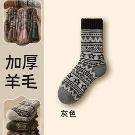 【中国直邮】 HSPM 新款加绒加厚居家暖脚羊羔绒袜子 灰色 F 1双装