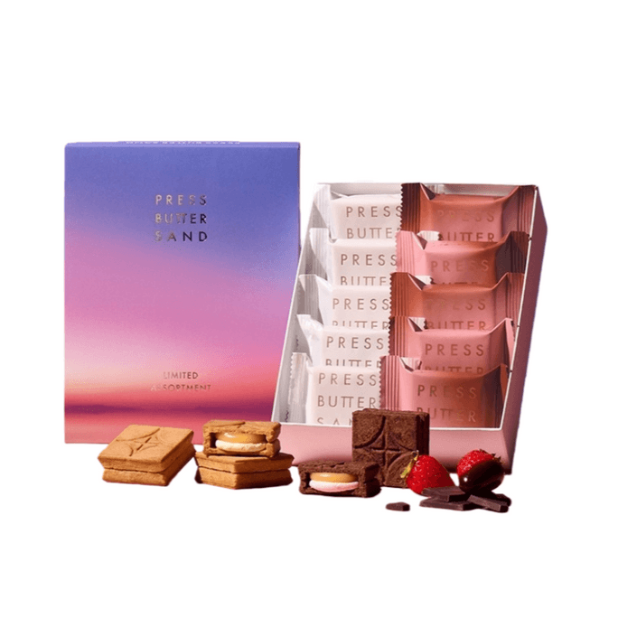 【日本直郵】 日本 press butter sand 超人氣網紅餅乾 地理限定 兩種口味奶油夾心餅乾組合裝 原味x草莓巧克力 2盒裝