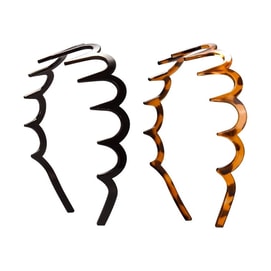 Xiaohongshu Douyin Bestseller - Resin U-shaped Wave Hairband [Amber + Black] 2-pack