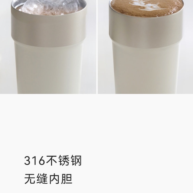 【中國直郵】 OLAYKS 保溫杯不鏽鋼咖啡杯吸管水杯校園隨行杯 陶白色 一個裝