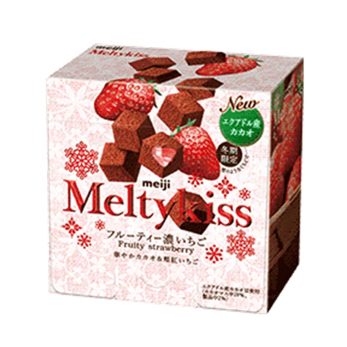 【日本直郵】日本本土版 明治MEIJI 新版 冬季限定 雪吻巧克力 草莓口味 56g