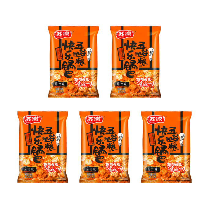 【Value Pack】Whole Grain Crispy Rice Crackers, Tomato Flavor, 3.81 oz*5 Packs