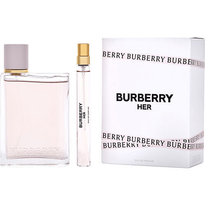 Burberry Her Eau De Parfum Spray 3.3 oz & Eau De Parfum Spray 0.33 oz Mini