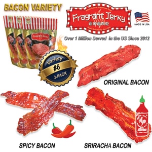 Bacon Jerky (orig. flavor 4oz./spicy flavor 4oz./Sriracha spicy flavor 4oz.) Total 12oz. Singapore-style jerk  340g