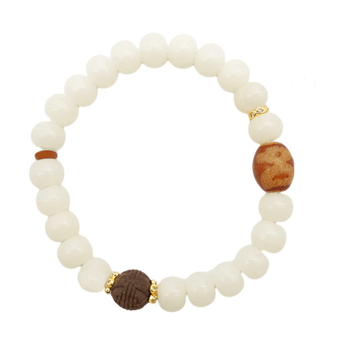 Multi-treasure White Bodhi Bracelet Intangible Heritage Incense Beads Full of Blessings