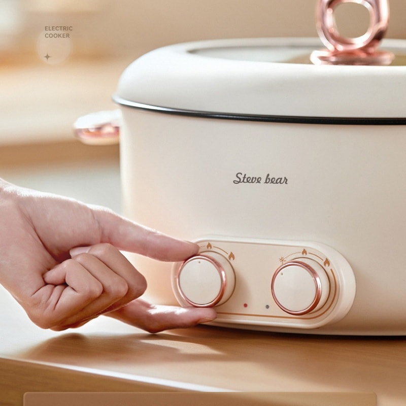 【中國直郵】 史迪熊 110v電鴛鴦鍋電火鍋家用電煮鍋一體大容量宿舍電炒鍋 6L 一個裝 白色