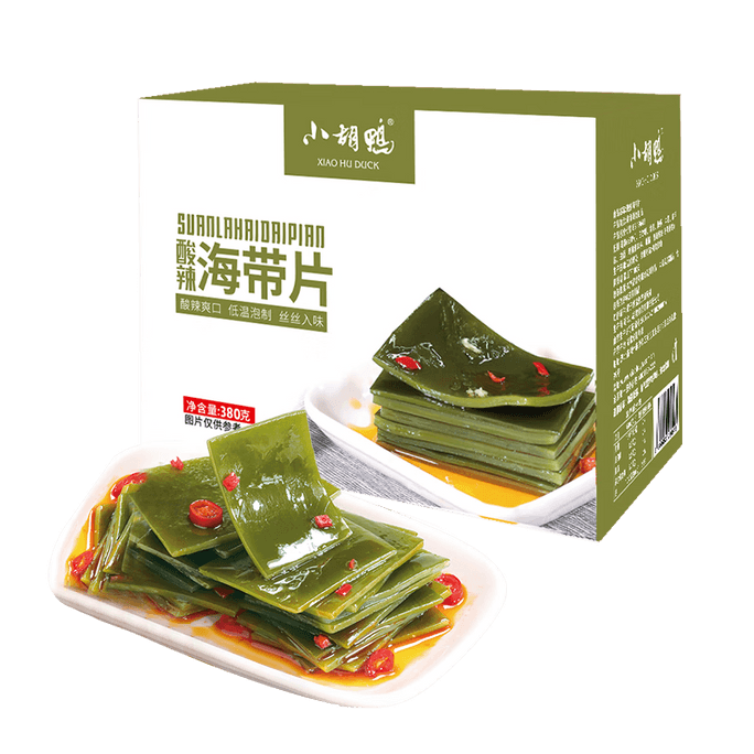 【中国直邮】 小胡鸭 酸辣海带片 休闲零食 卤味 熟食 素食 海带 即食 海味小吃 食品礼盒 380g