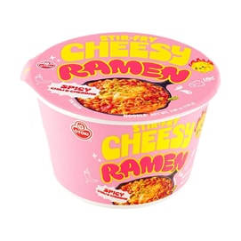Cheesy Ramen ,Spicy Chili & Cheddar Flavor ,Bowl, 3.88 oz 【Cheese & Spicy Stir-Fry Korean Instant Noodles】