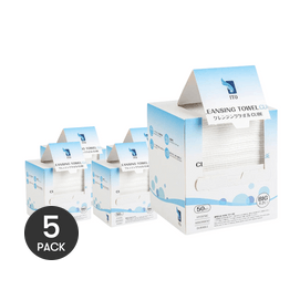 Facial Cotton Cleansing Towel, Big Size, 8.86 inch × 9.84 inch, 50 sheets  Hypoallergenic & Fluoresc *5【5 Packs】