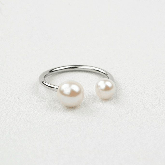宇和海真珠||双子星双珠AKOYA两用可调节开口戒指||1个7.5-7.0mm×5.5-5.0mm