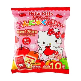 Hello Kitty Konjac Jelly Apple Flavor,10 Pieces 5.2 oz【Low Calorie 0 Fat】【Rich In Lactic Acid Bacteria】