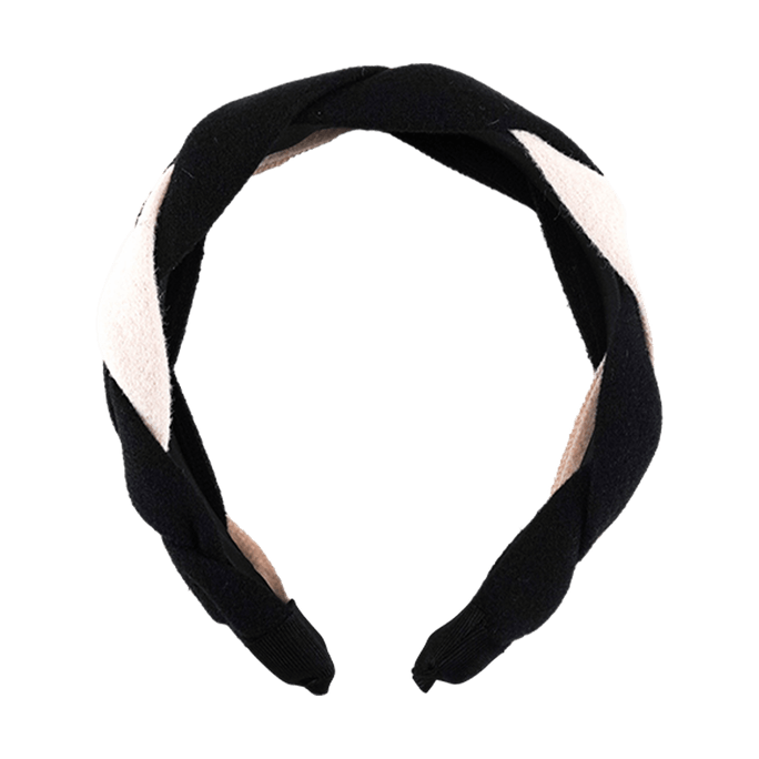 Two-color Twisted Braid Headband, Black