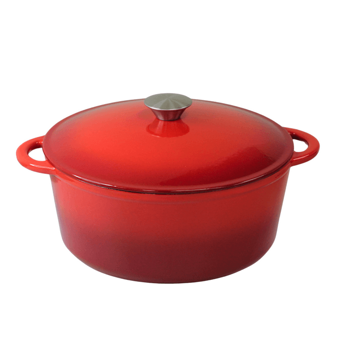 4.5 Quart Enameled Cast Iron Dutch Oven - Ruby Red - Kitchen Essentials - Perfect for Bread Baking, Braising, Marinating & Slow Cooking - Features Moisture-Sealing Lid & Dual Handles