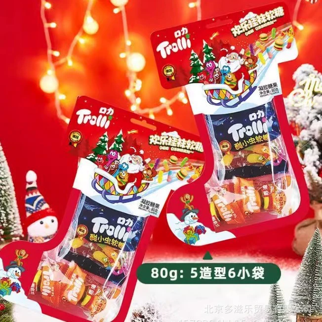中国 直邮 口力Trolli软糖橡皮糖 圣诞糖果儿童软糖喜糖小零食 80g*1袋
