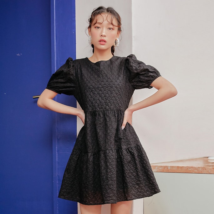 HSPM New Bubble Sleeves Dress Black M