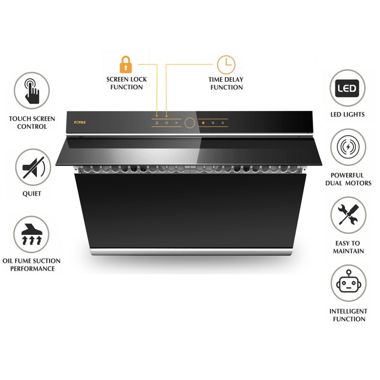 FOTILE JQG7501 Slant Vent Series 30" 850 CFM Side Draft Air Extraction Under Cabinet or Wall Mount Range Hood 12