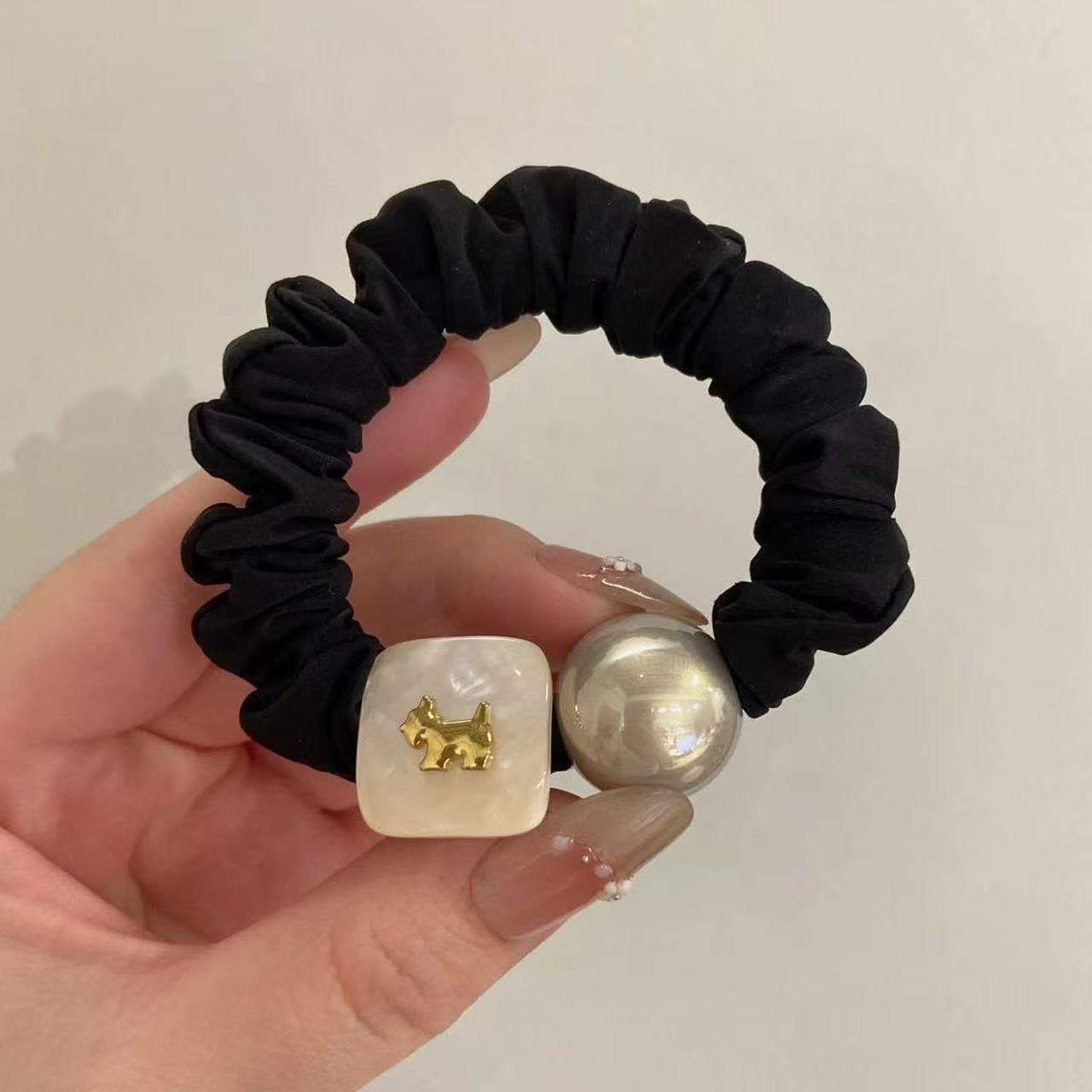 Puppy Pearl Head Rope Female 2025 New Style Simple and High Elasticity Hairbands 1 Pair