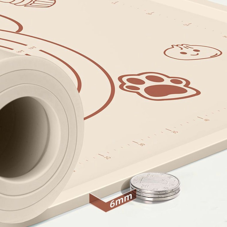 スロータイム大型抗菌シリコンニーディングマット（45×65cm）厚みのある縁（5mm）付き [食品グレードのローリングマット] 生地をこねたり、ベーキングをしたり、作業台として使用できます。小さな生地用ナイフブラシまたは麺棒が付属しています。45×65cm 4