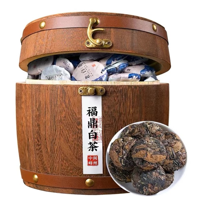 【中国直邮】 中闽峰州 福鼎白茶饼小茶饼寿眉紧压茶叶老白茶饼干礼盒装   500g/桶