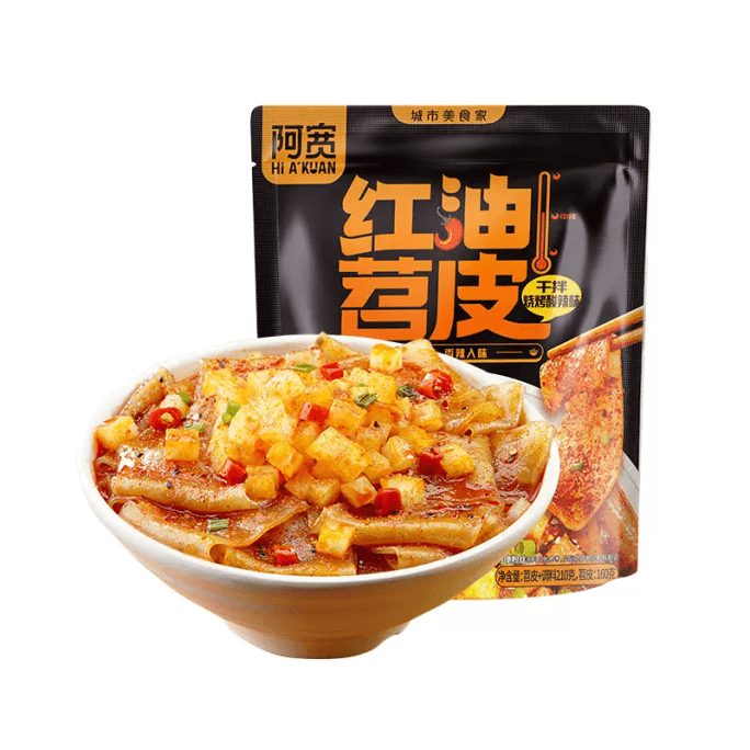 Akuan Night Market Darling Red Oil Pork Skin Dry Mix Barbecue Sour And Hot Flavor 210*1 Bag