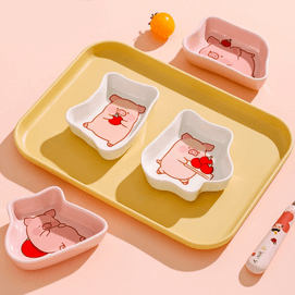 Lulu Pig Collaboration Flavored Plates 2 Pack Ceramic Tableware 1 Tomato + 3 Tomatoes