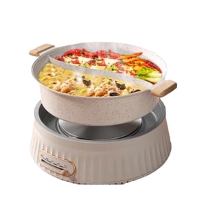 110V Electric Cooking Pot With Non-stick Coating - Dual-purpose Hot Pot For Making Soup And Cooking Food. Multi-functional Large-capacity Frying Pan. 1-piece 110V Split-style Hot Pot.
