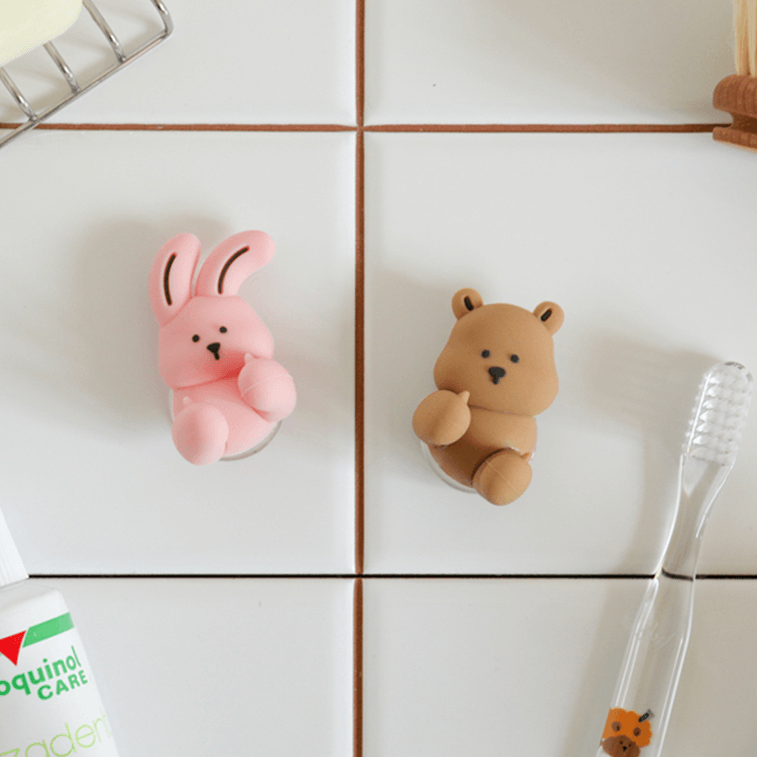 실리콘 칫솔꽂이 갈색 곰 모양, 1.6×0.9×1.7인치 4