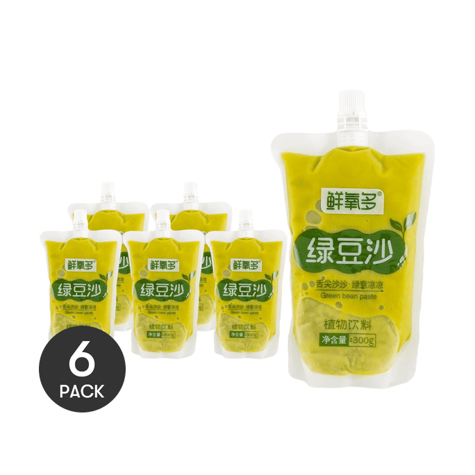 鲜氧多 吸吸绿豆沙 谷物饮品 300g*6【清凉绿豆汤】【冰冰涼涼更好喝】【超值6包装】【亚米独家】