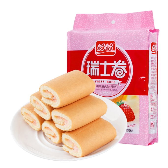 【中國直郵】 盼盼麵包 草莓口味夾心瑞士捲 240g(12袋)