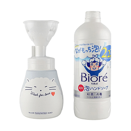 フォームスタンプハンドソープ 肉球猫デザイン 8.1oz + 14.5oz 詰め替えセット 優しい洗浄と消毒用