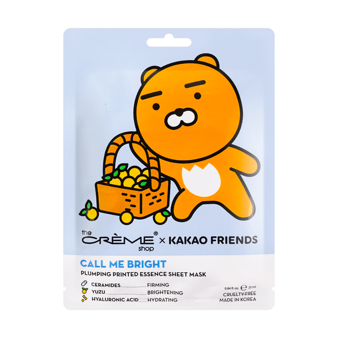 KAKAO FRIENDS CALL ME BRIGHT RYAN Printed Essence Sheet Mask #Plumping Single Sheet