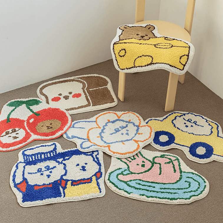 Decor Rug Bath Mat Shower Mat Non-Slip Absorbent Bathroom Rugs Carpet Cheese Bear 52×47cm 3