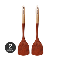 川岛屋 原木锅铲炒菜铲子 不伤锅 #香槟乌檀木 *2【2份超值装】