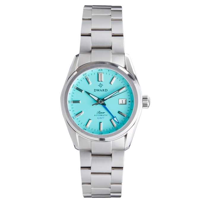 韓國 德華德 杜沃格林尼治標準時間 雙時區功能羅孚自動手錶 – 藍寶石水晶,316公升不銹鋼(薄荷天空)