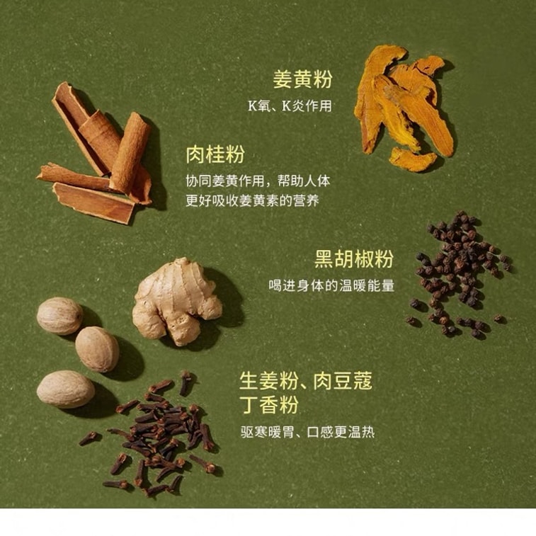 [중국 직배송] 소아카이 강황가루, 인스턴트 강황&계피가루, 따뜻한 강황분말, 슈퍼푸드, 3g*20포 3