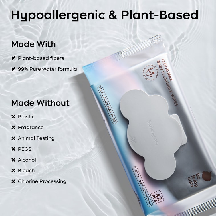 【美国直邮】 Bc Babycare 云柔婴儿可冲散湿巾 湿厕纸 42抽*3包 4