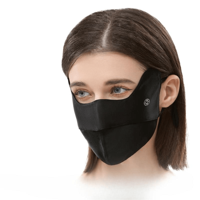 Sunscreen Mask, Silk UV-blocking Female Face Mask, Upgraded Version, Polar Night Black, 23.5*13.5cm