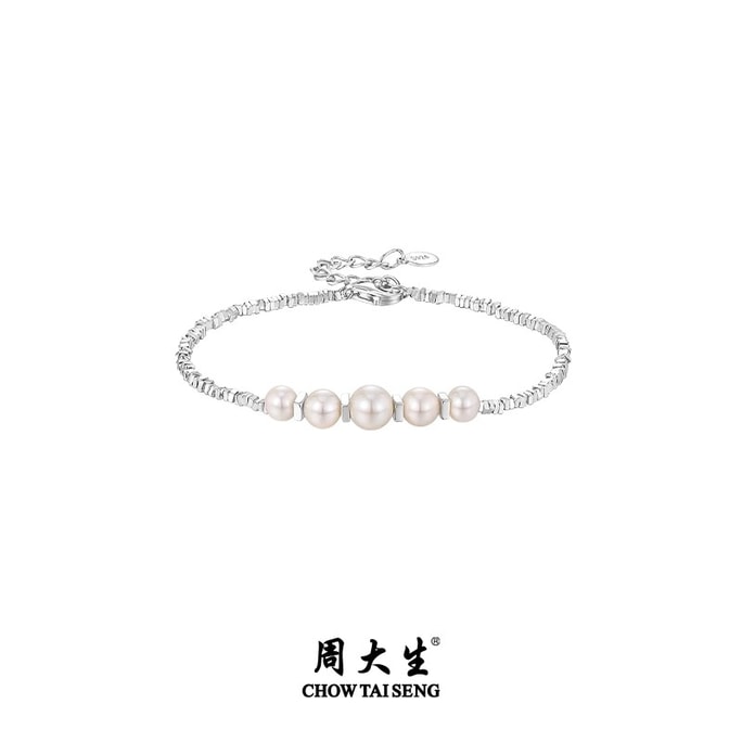 Silver and Pearl Bracelet with Round Freshwater Pearls Exquisite Jewellery 1 Piece
