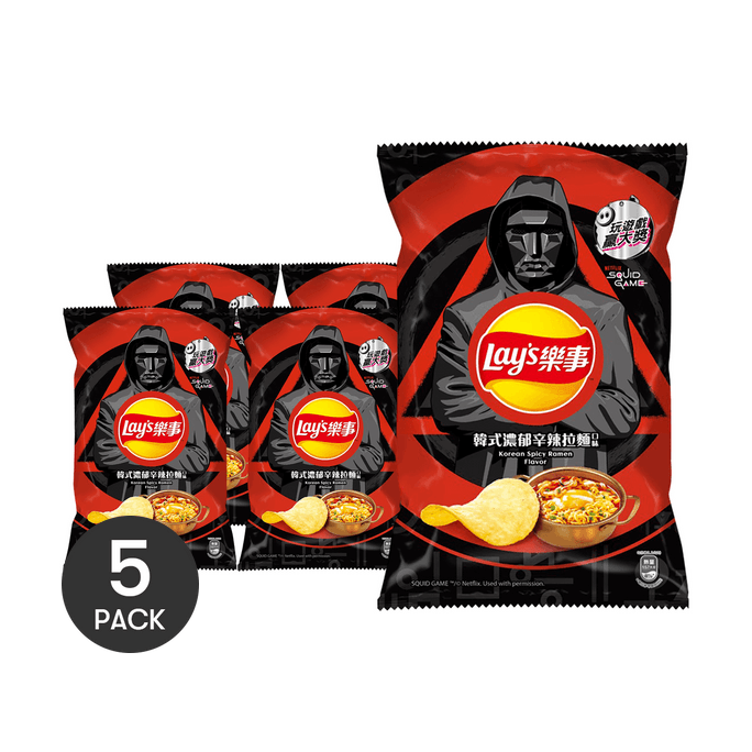 Squid Game Potato Chips Korean Spicy Ramen Flavor 2.09 oz *5【5 Packs】