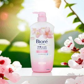 日本KAO花王 BIORE碧柔 净嫩沐浴乳 水润保湿型 玻尿酸精华 浪漫樱花香 1000克大容量