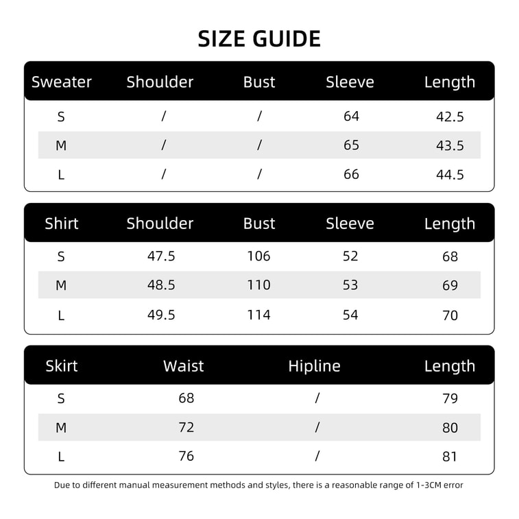 【中国直送】HSPM 新品 セーター シャツ スカート 3点セット 乳白色 スーツ S 3