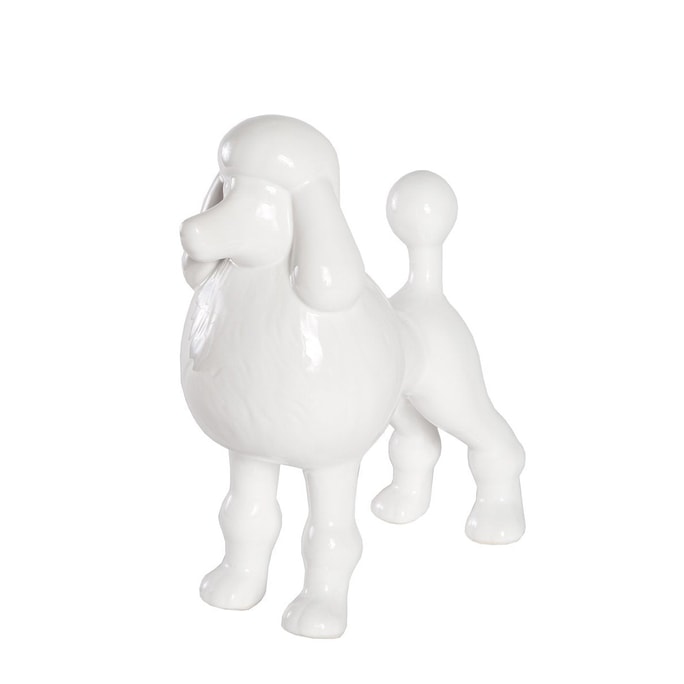 Petorama Standing Poodle Ceramic Statue - Shiny White