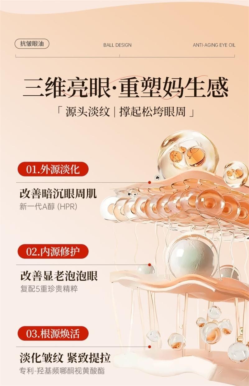 【中国直邮】 广药白云山 眼部抗皱精华油 淡化细纹紧致抗衰老滚珠眼油眼霜 20ml/瓶【以油养眼】