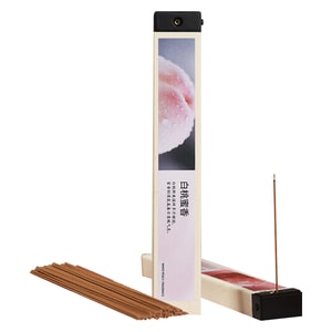 【中国直送】水月秦淮線香 白桃蜂蜜の香り 純天然 消臭 お香立て付き ニッチブランド 1箱