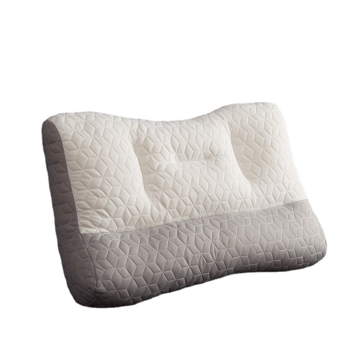 수면을 돕는 중국 일류 경추 견인 라텍스 베개, 부드럽고 편안한 단일 항균 48*74cm 베개, 회색 및 흰색