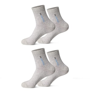 [중국에서 다이렉트 메일] 랑샤 남성용 종아리 중간 양말 얇은 단색 항균 땀흡수 통기성 면 라이트 그레이 2켤레