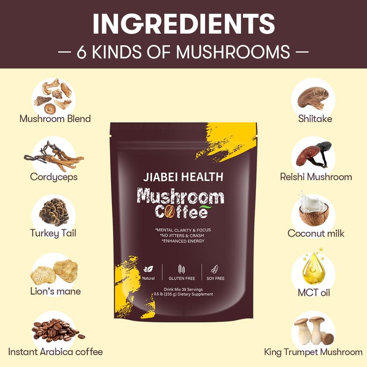 Mushroom Coffee Powder,Low Caffeine,Gluten Free,8.29 oz 4