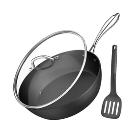 COOKER KING Deep Frying Pan/Wok, Universal for Induction and Gas Stoves, Comes with Spatula, 20cm